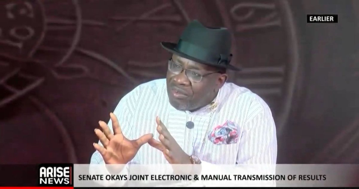 iamHSDickson's tweet image. Yesterday, I gave an interview at ARISE Television. In the interview, I explained how, as a member of the Electoral Committee, I felt deeply disappointed when, while I was in Bayelsa mourning the demise of my brother, the Deputy Governor, I heard that the Senate refused to pass…