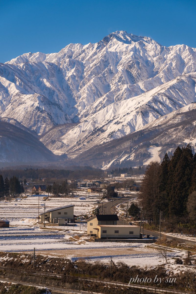 美しい冬の白馬村