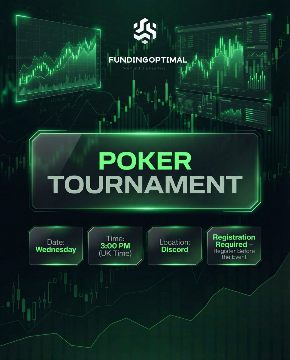 ♠️ Poker Tournament starts in 4 hours!

We’re going live on Discord — funded evaluation accounts are on the line.

Make sure to join our Discord and complete your registration before the tournament starts to secure your spot.

👉 Join here: discord.gg/kgwdA6SM3v

Don’t show up