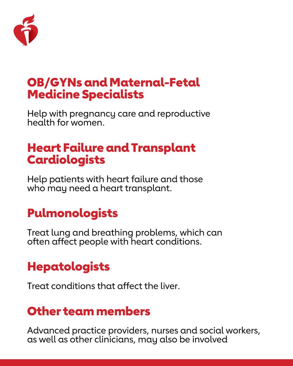 GoRedForWomen's tweet photo. An adult congenital heart disease (ACHD) care team is an all-star group of multidisciplinary health care specialists designed to match each person’s unique heart and health needs. Here’s what a typical team might look like. #CHDWeek https://t.co/1o8NZFVrgJ