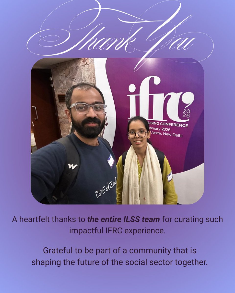 EdZolaTech's tweet image. Akshay V &amp;amp; Vishwa Poojitha Kannan attended #IFRC #ILSS 2026 in Delhi /  two days of networking and conversations on #Fundraising, #PatientCapital, #AI, and #DigitalInnovation in the social sector.