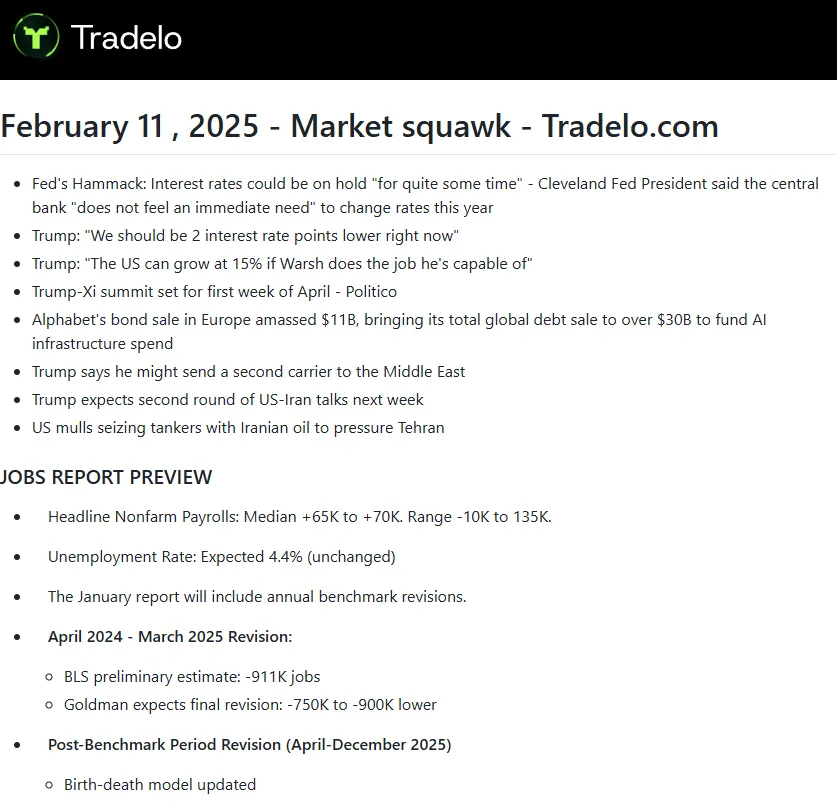 Market Squawk report with NFP preview.