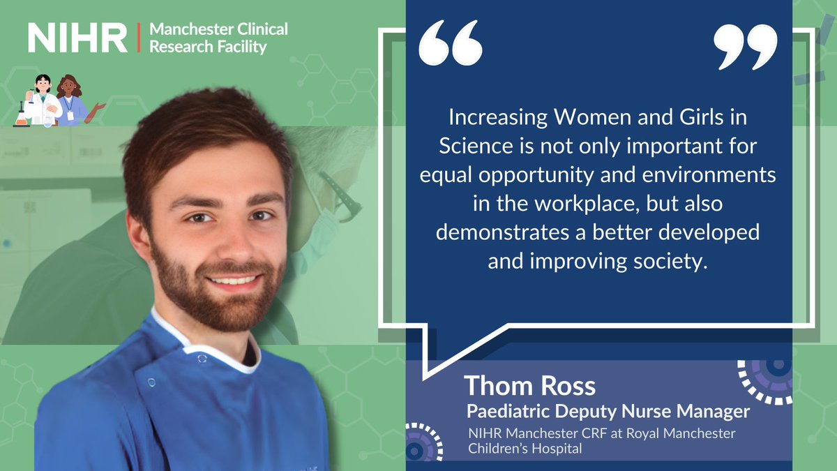 ManchesterCRF's tweet photo. Happy International Day of Women &amp; Girls in Science🧬

At Manchester CRF, our female colleagues are essential in developing treatments that transform lives.

💬Rebecca Shearer, Operational Manager and Thom Ross, Paediatric Deputy Nurse Manager discuss why this day is significant. https://t.co/hHShvlh3Tg