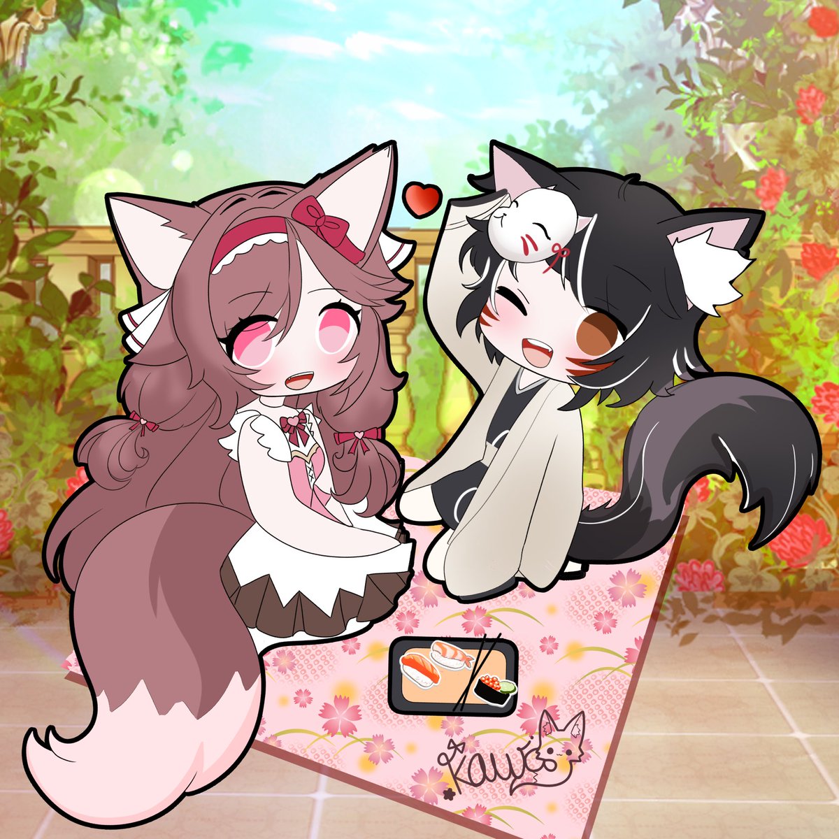 × Uh oh you caught <a href="/KitsuuKawa/">Kawa🎀🌹</a> and me eating sushi during my sushi-free month... Could you let it slide this once? (˶˃ ᵕ ˂˶) .ᐟ.ᐟ