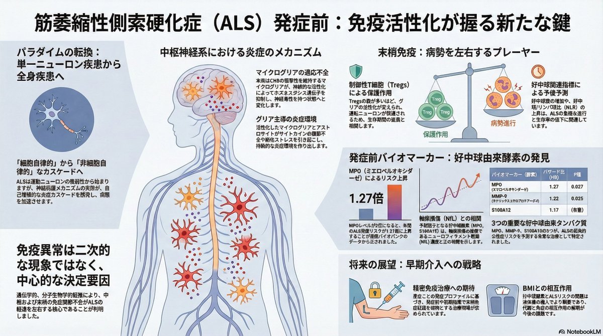 thmonk_pf's tweet image. ALSは細胞自律的運動神経疾患から中枢/末梢免疫調節異常を中核とする全身性疾患へと概念転換

UK Biobankを用いて既知病原性変異のない一般集団で好中球由来酵素(MPO、MMP-9、S100A12)上昇が臨床的ALS発症に先行することを初めて実証

OA

#ALS 
#immunology 
#papers 
onlinelibrary.wiley.com/doi/full/10.10…