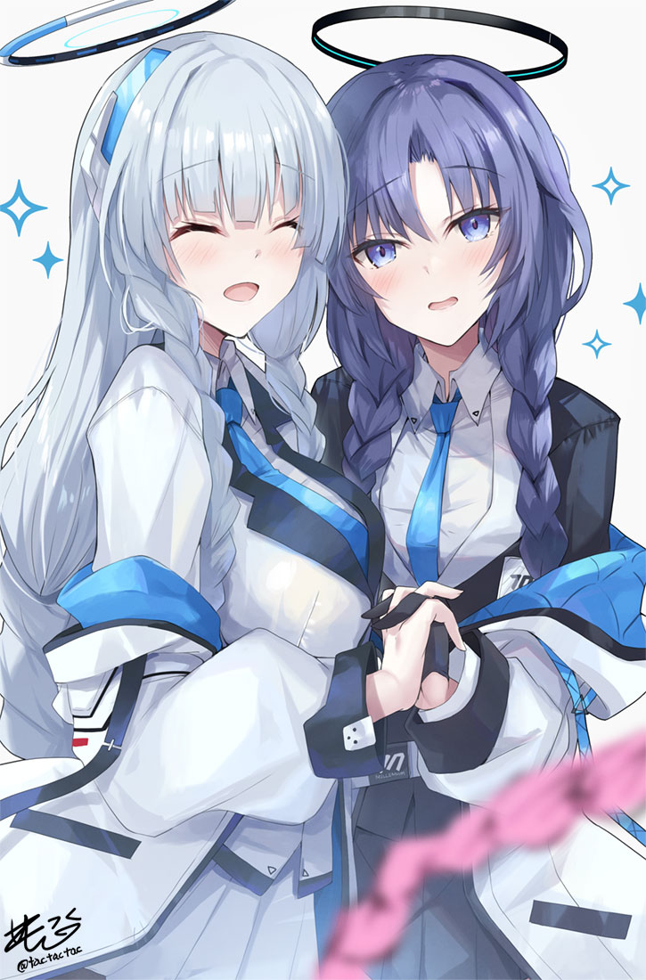 三つ編みノアユウカ+コユキ可愛かったよ絵✍️
#ブルアカ 