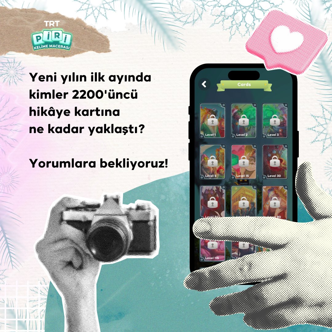 Seviyeler ilerledikçe hikâye kartları bir bir açılıyor. 🤗

Türkiye’nin kelime oyunu Piri, yeni yılda da kelimeseverleri bekliyor! 📚

#TRTPiri #KelimeOyunu