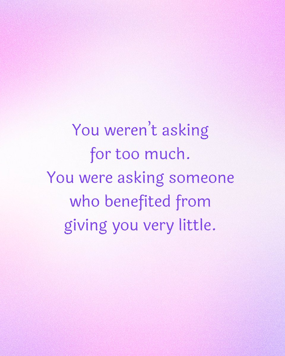 People who benefit from your overgiving will always call your needs “too much.” They prefer you tired, confused and trying harder because it keeps the relationship on their terms. The moment you ask for steadiness of behaviour, care or accountability, you’re suddenly “demanding.”