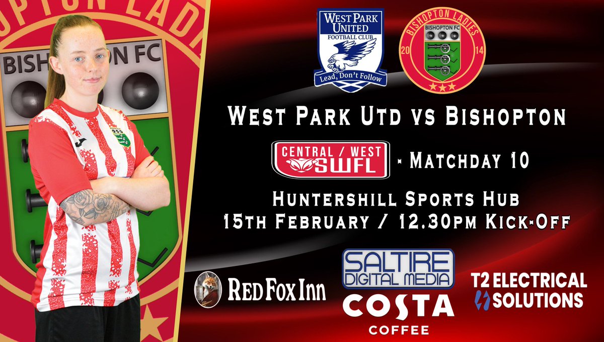 BishoptonFcl's tweet photo. This Sunday, The Ladies are in SWF Central/West League action.
West Park United vs Bishopton Ladies @ Huntershill Sports Hub, with a 1230pm KO.
#monthebishy #costacoffee #redfoxinn #t2electricalsolutions #saltiredigitalmedia https://t.co/70rOdfk1Ai
