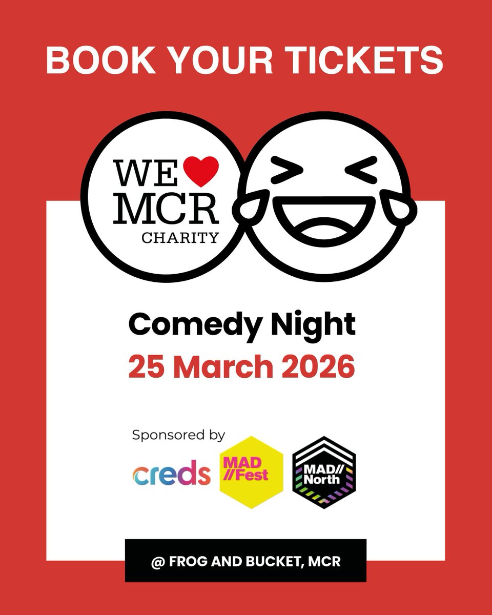 MCR_Charity's tweet photo. Join us for a night of top-quality comedy at the @mpaweareyou x We Love MCR Charity Comedy Night, raising vital funds to support Manchester’s communities and young people.

With sets from Brennan Reece and Phil Ellis 😂
📅 Wednesday 25 March 
https://t.co/8JzGPzOnO3 https://t.co/0vAp6VZmZ3