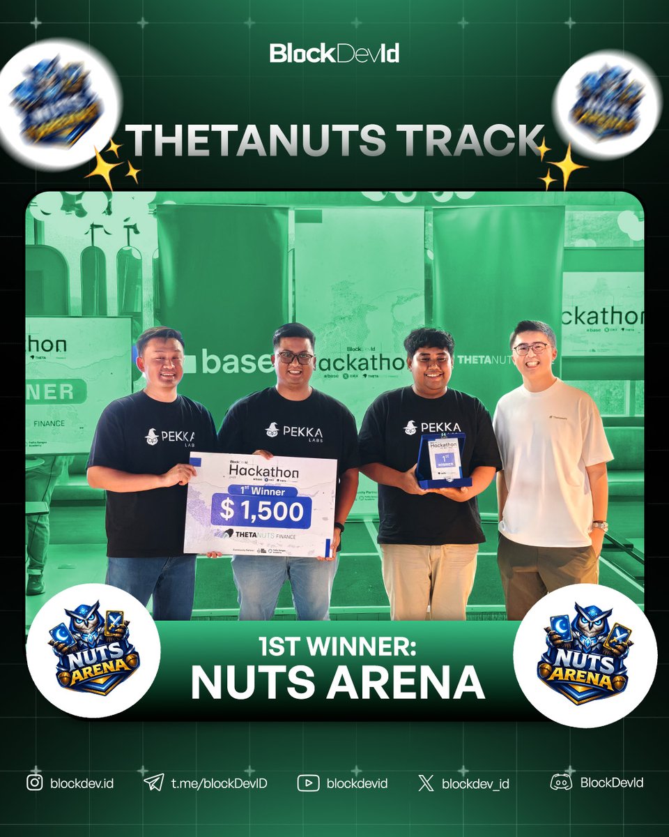 blockdev_org's tweet photo. Winners of @ThetanutsFi Track
🥇 1st Place: Nuts Arena
🥈 2nd Place: Alphabit
🥉 3rd Place: Vultara https://t.co/USTJUxZR8y