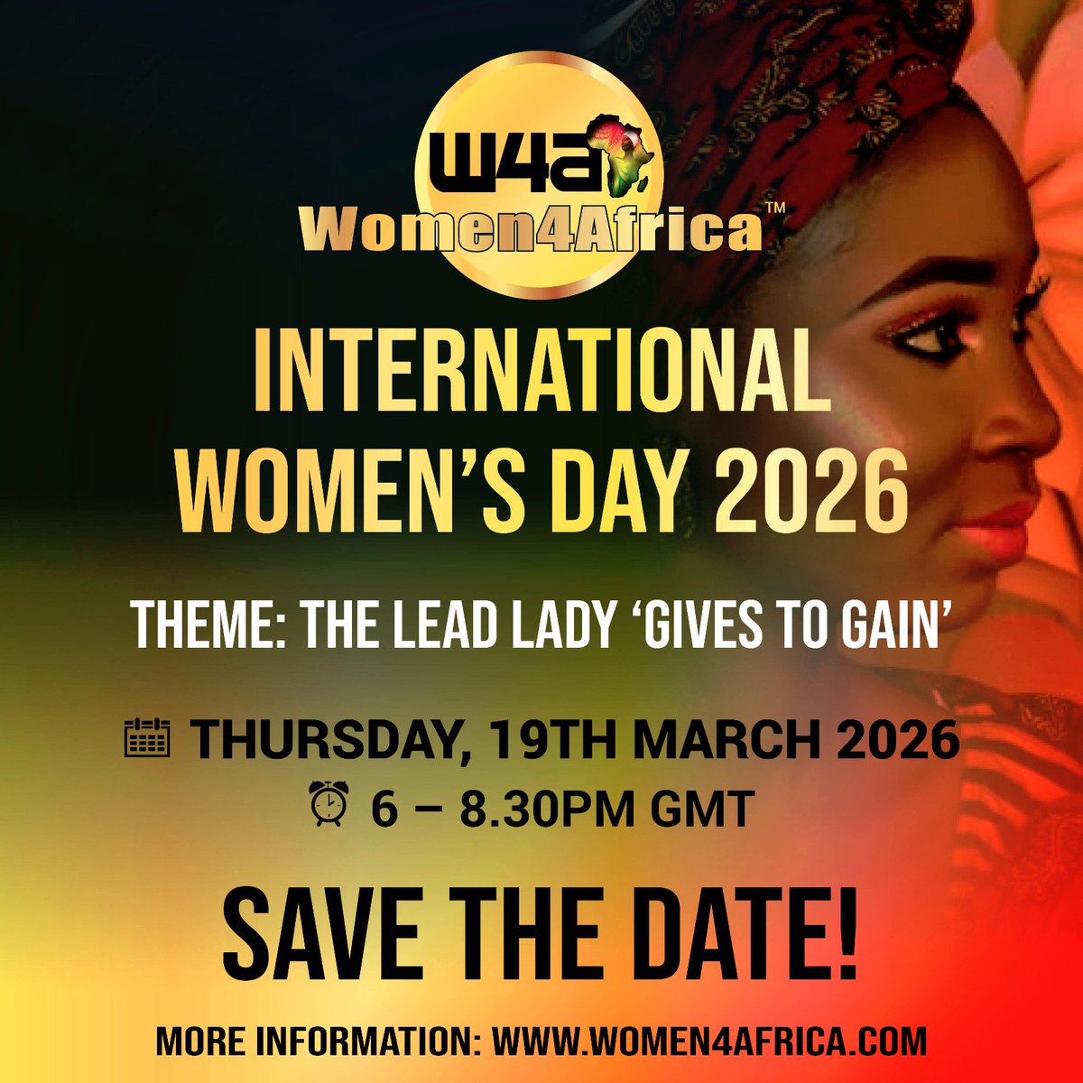 Women4Africa's tweet photo. Women4Africa presents "International Women's Day - The Lead Lady #GivesToGain"
On Thursday 19th March.
Save The Date!
Speakers and venue announcement coming soon.
#WomensDay #WomensMonth #GiveToGain #TheLeadLady https://t.co/jHbeR7wQVC