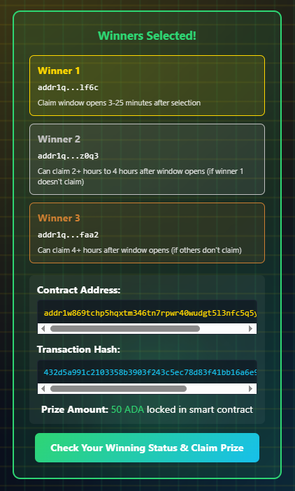 GrahamsNoPlus1's tweet image. Our Giveaway Smart Contract has been activated - to check goto 👉 grahamsnumberplus1.com

Contract Rules - enforced by maths &amp;amp; not trust

Winner 1 - only first 2 hours
Winner 2 - btn 2 and 4 hours (if no win)
Winner 3 - after 4 hours (if no win)
#giveaway #smartcontracts
