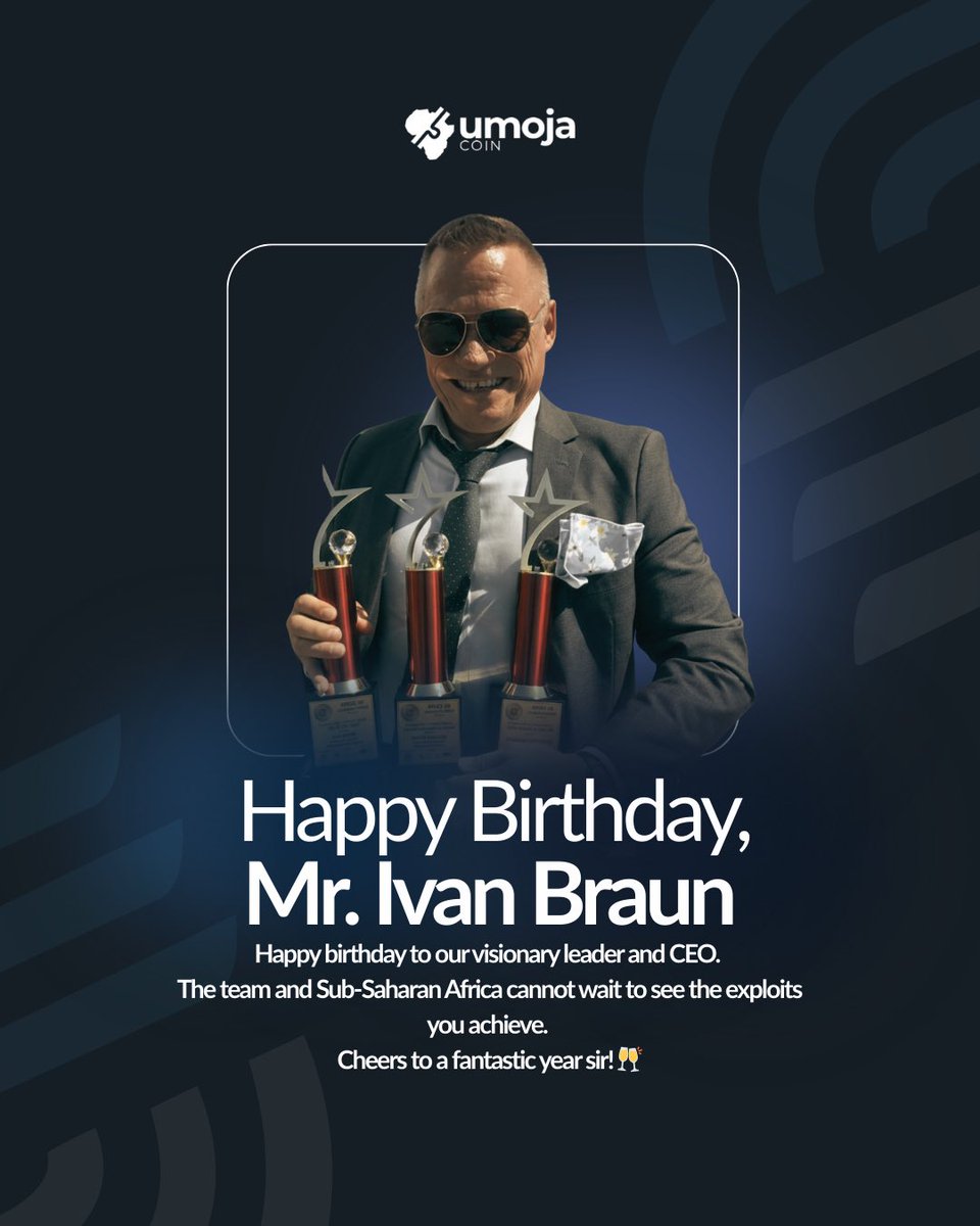 Umoja_coin's tweet photo. Happy Birthday to our visionary CEO, Mr. Ivan Braun 

Your leadership keeps pushing boundaries and inspiring us to aim higher across Sub-Saharan Africa. The journey is just getting started and we can’t wait to see the bigger wins ahead!

Here’s to a powerful and impactful year, sir

#HappyBirthday #VisionaryLeader #Leadership #Milestones #Celebration
