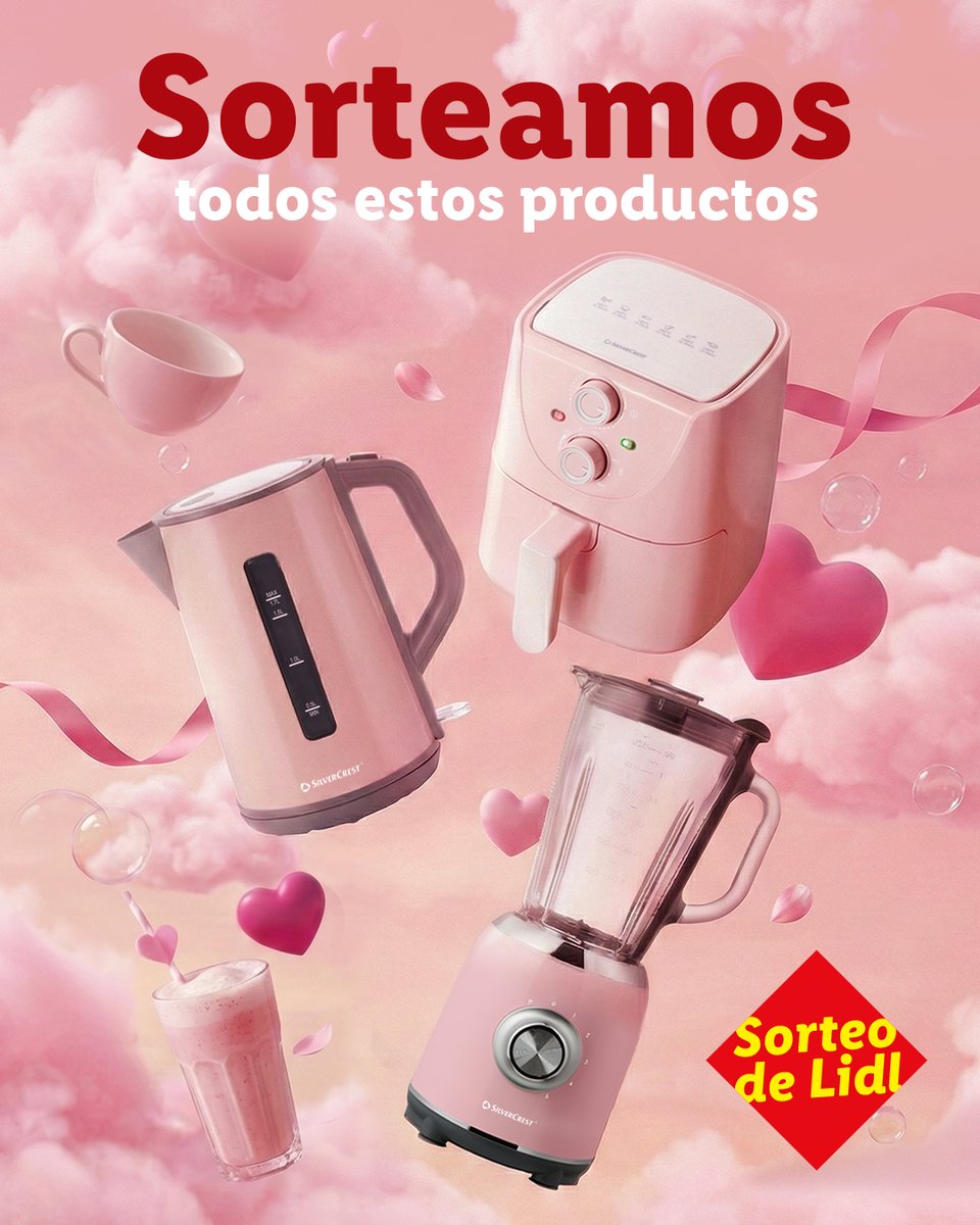 💖 ¡SORTEO! 💖 

Si tu mood de 2026 es verlo todo de color de rosa, este lote lleva tu nombre. Sorteamos el combo definitivo para que tu cocina sea la más aesthetic de todo Instagram. 

✨ Participa así ✨
1️⃣ Sigue a <a href="/lidlespana/">Lidl España</a> 
2️⃣ Dale like a este post 
3️⃣ Menciona a tu