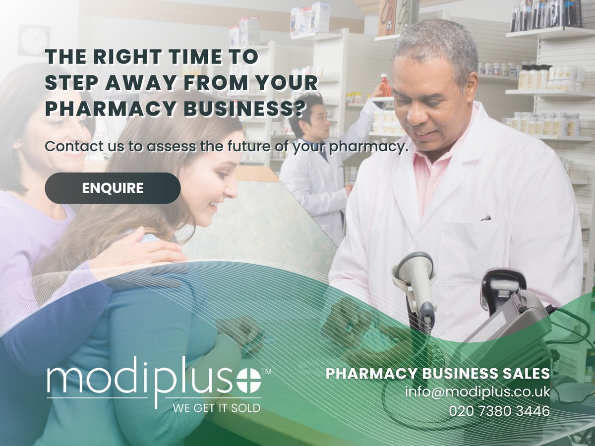 modiplus's tweet image. Thinking of selling your pharmacy business?

Contact us first. We will be pleased to guide you on what to do with your pharmacy business

For more information, please call us on 020 7380 3446 or email info@modiplus.co.uk.

#CommunityPharmacy #PharmacySales #Modiplus #WeGetItSold