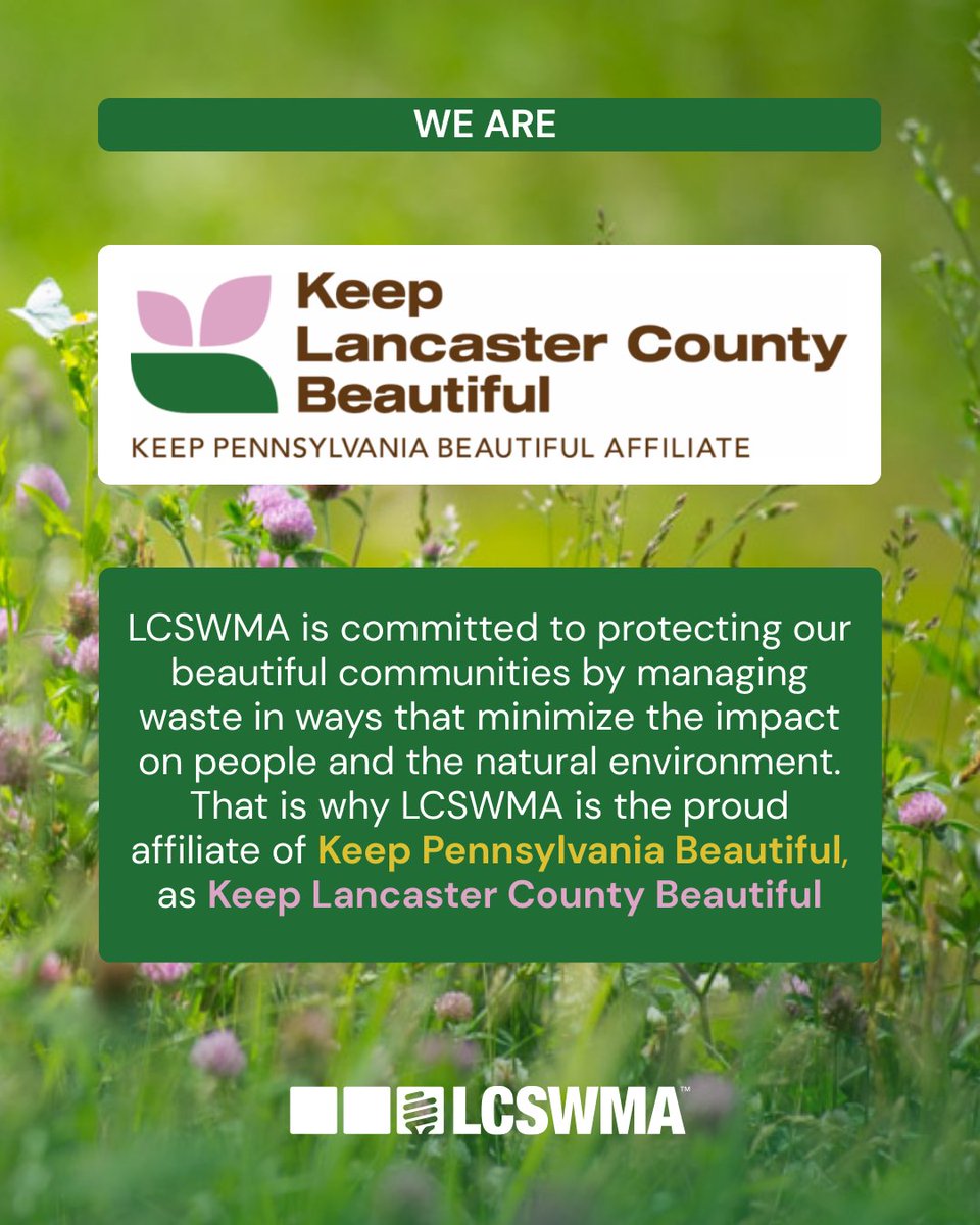 🍃LCSWMA protects our communities by managing waste and supporting cleanups as Keep Lancaster County Beautiful, the proud affiliate of Keep Pennsylvania Beautiful. For more information on your group's litter cleanup support, contact us at info@lcswma.org