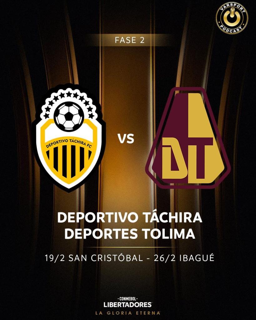 #CopaLibertadores 

<a href="/DvoTachira/">Deportivo Táchira FC</a> enfrentará a Deportes Tolima en la fase 2
