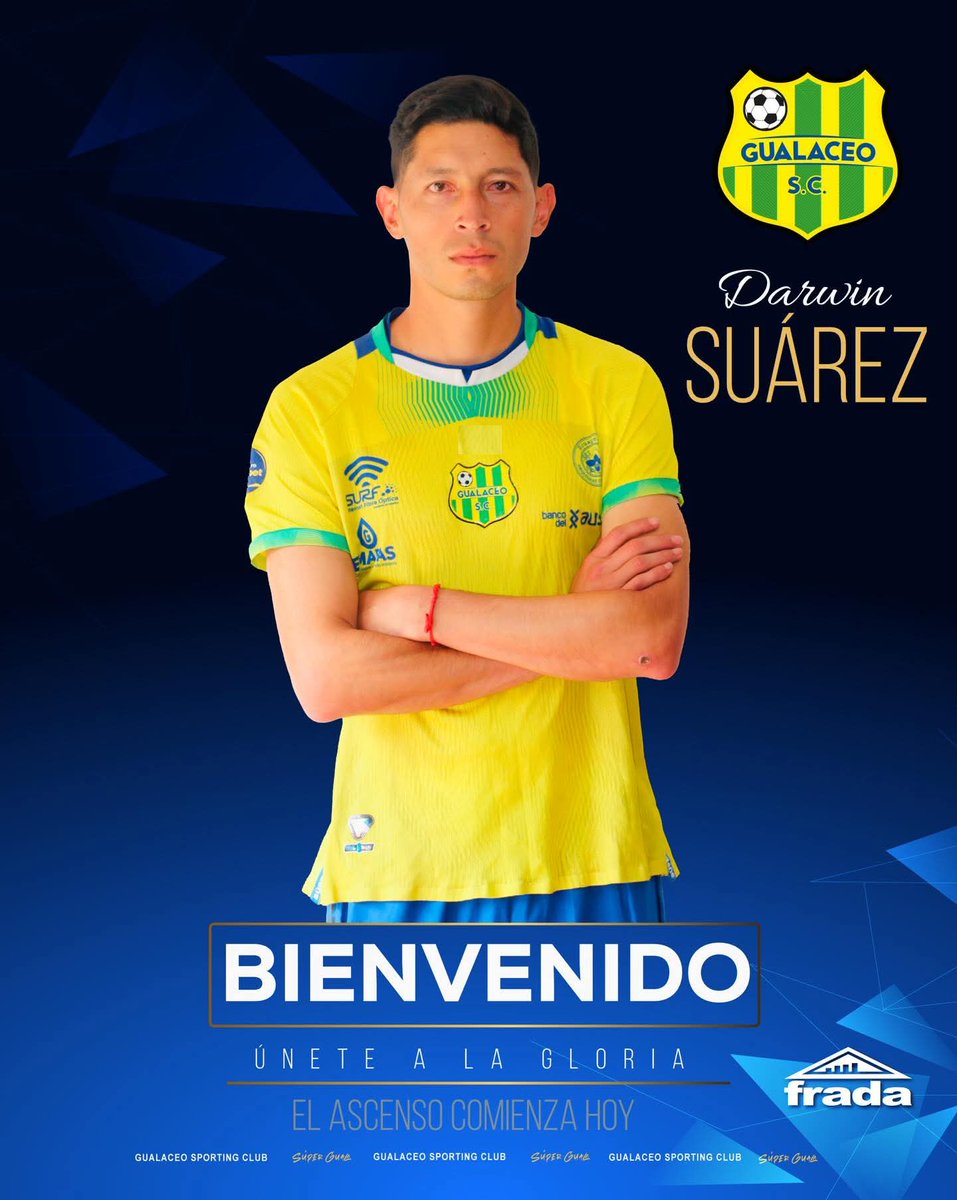 #Fichajesec
Como lo anticipamos 
Darwin Suárez finalmente es presentado oficialmente en <a href="/Gualaceo_sc/">Gualaceo Sporting Club</a> equipo que participará en la Serie B <a href="/LigaEcuabetec/">Liga Ecuabet</a> 
<a href="/ReguloDe17/">Jorge Régulo De Mora</a>  <a href="/Balompiecuador/">Balompiecuador ❤️🇪🇨</a>