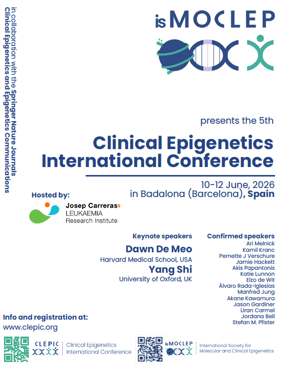 JoseL_Sardina's tweet photo. Chromatin &amp; epigenetics aficionados 🧬🔥

Registration is OPEN for the 5th Clinical Epigenetics International Conference (@CLEPIC_conf), hosted by @CarrerasIJC!

📅 June 10–12, 2026
📍 Badalona (Barcelona), Spain
🔗 https://t.co/taxk7vjbRt

👇 Details below https://t.co/LncvHe5Kgs