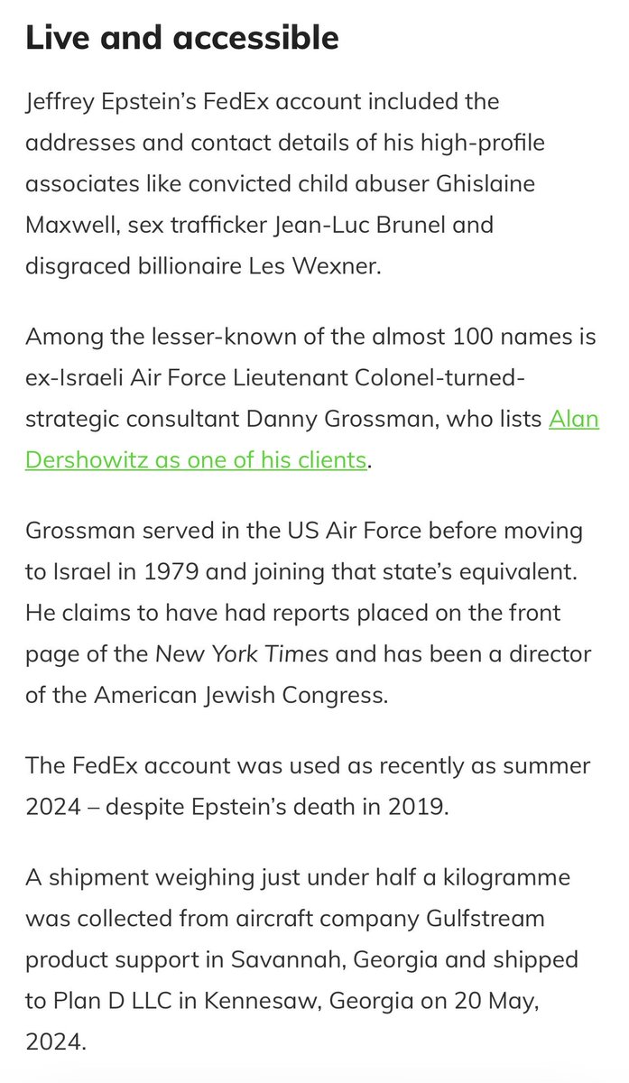 Furbeti's tweet image. ‘The Ditch’ a small independent investigative news outlet in Ireland gained access to Jeffrey Epstein’s FedEx account.

The account was used as recently as summer 2024 despite Epstein’s death in 2019.