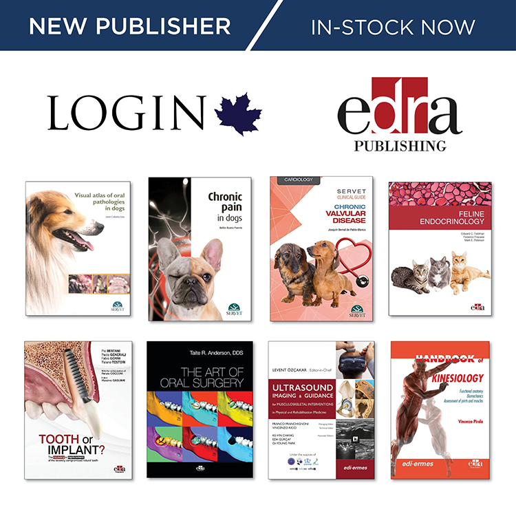 LoginCanada's tweet photo. Login is happy to announce a new exclusive Canadian distribution agreement with Edra Publishing, effective immediately. Books are in-stock now! #edrapublishing #Login #veterinarymedicine #veterinary #medicine #dentistry #books https://t.co/u3c3hZS94c