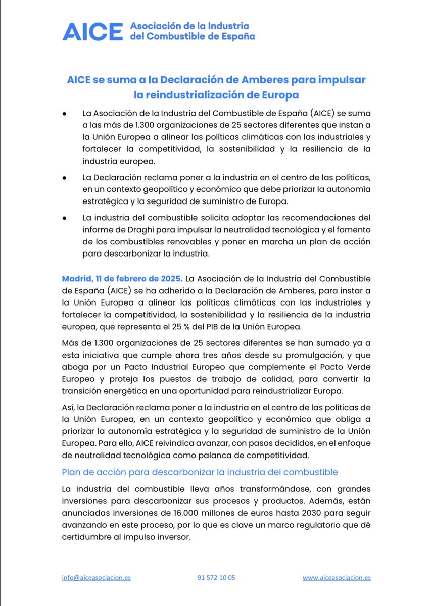 aice_es's tweet photo. Nos hemos adherido a la Declaración de Amberes: un llamamiento de más de 1.300 organizaciones de 25 sectores para instar a la Unión Europea a poner a la industria en el centro de las políticas. 

🔗 El comunicado 👉 https://t.co/cUHoLJPi2s

#AntwerpDeclaration https://t.co/pD9sN5vX0o