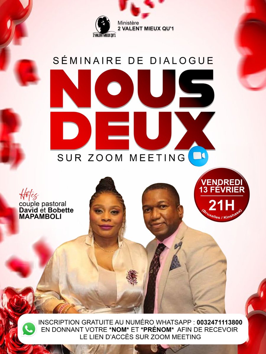 DMapamboli's tweet photo. 🚨DURANT CE  SÉMINAIRE DE DIALOGUE VOUS AUREZ LA POSSIBILITÉ DE POSER VOS QUESTIONS,  DONNER VOS AVIS ET PARTAGER VOS EXPÉRIENCES PERSONNELLES 
✅️Inscription gratuite au numéro Whatsaap +32471113800 en donnant votre nom et prénom,  afin de  recevoir le lien Zoom https://t.co/DuHAWID6yD