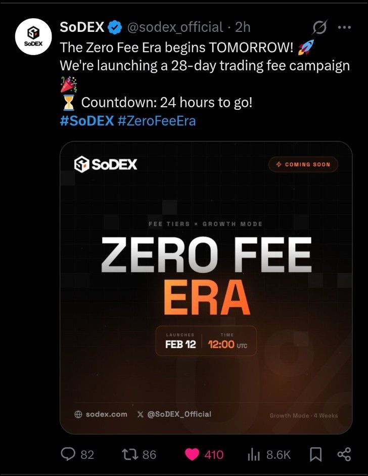 🚀 SoDex Mainnet – Week 2 is LIVE!

🔥 Zero Fee Era Starts Tomorrow!
— 28-Day Trading Fee Campaign
— Trade with ZERO Gas Fees
— Total Reward Pool: $75 Million

⏳ Don’t miss this massive opportunity!

🔗 Join Now:
sodex.com/join/EXPERT