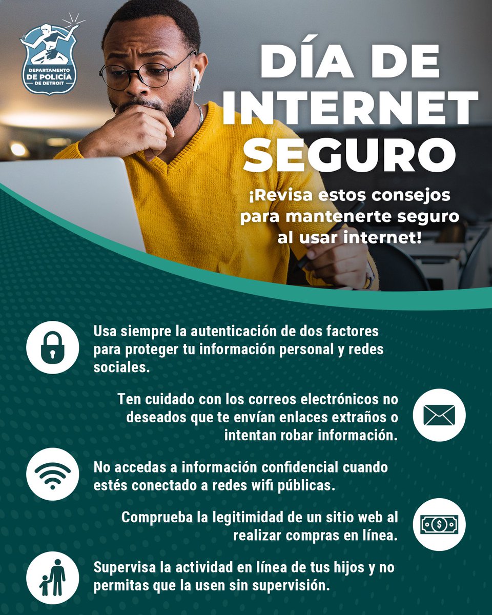 El Día de la Internet Segura, que se celebra el 11 de febrero, promueve la seguridad en internet y la ciberseguridad. 💻🛜

Sigue los consejos que te ofrecemos a continuación para empoderarte, evitar virus, detectar el phishing y prevenir el ciberacoso.
