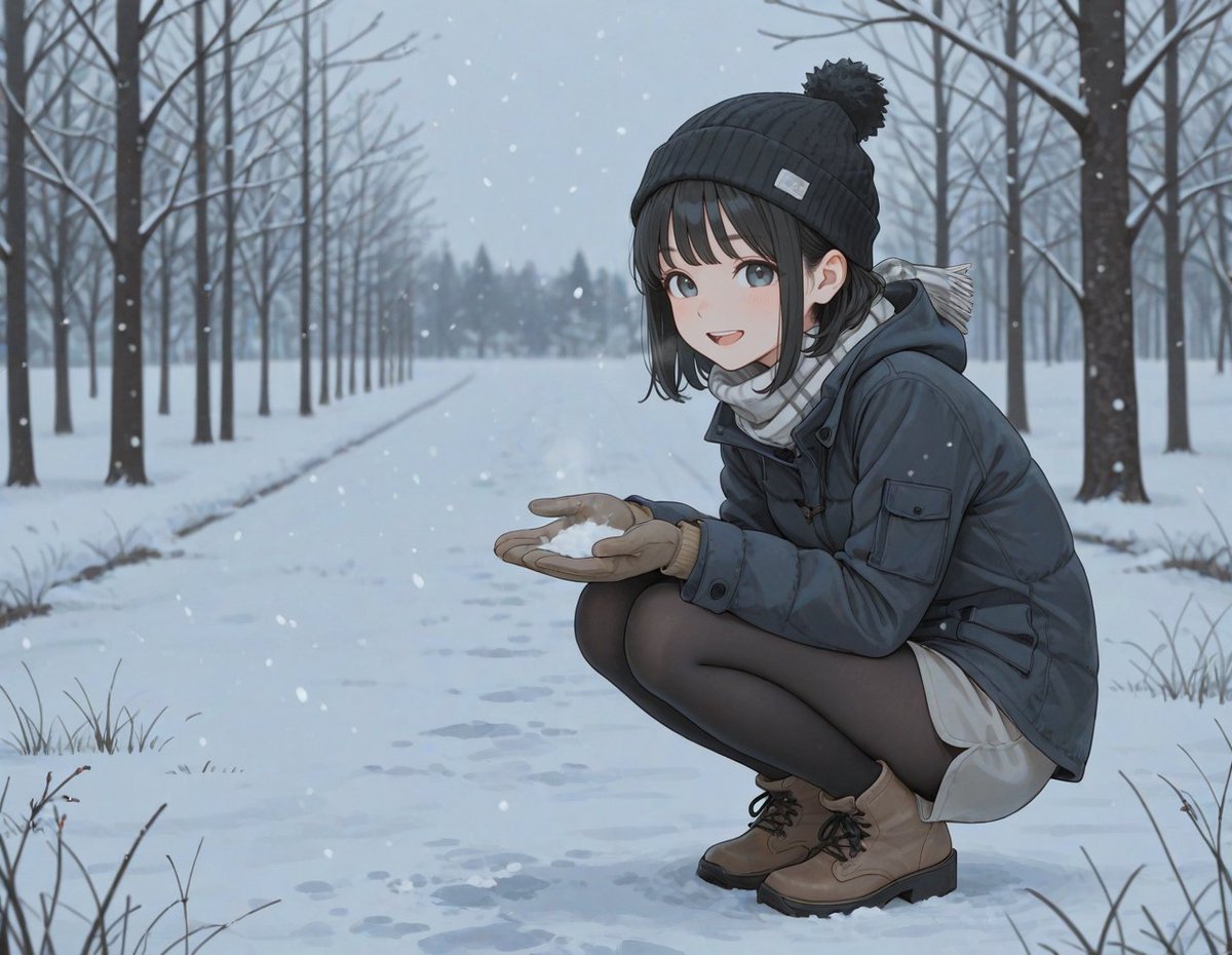 雪とうちの子 #AIイラスト