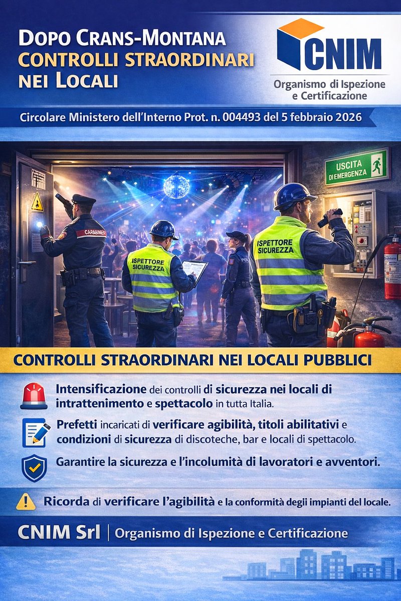 cnimanutenzione's tweet photo. DOPO CRANS-MONTANA CONTROLLI STRAORDINARI NEI LOCALI

https://t.co/koA5WPdiY1 https://t.co/dpPHXL1iSL