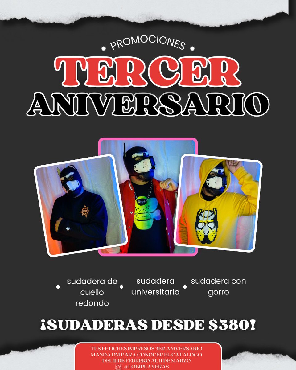 Y comenzamos con las ofertas por aniversario.
Prendas a precio de introducción!!!!
Manda Dm para conocer el catalogo, más de 15 productos diferentes y más de 80 diseños disponibles!!!
#TUSFETICHESENMIPIEL #TUSFETICHESIMPRESOS