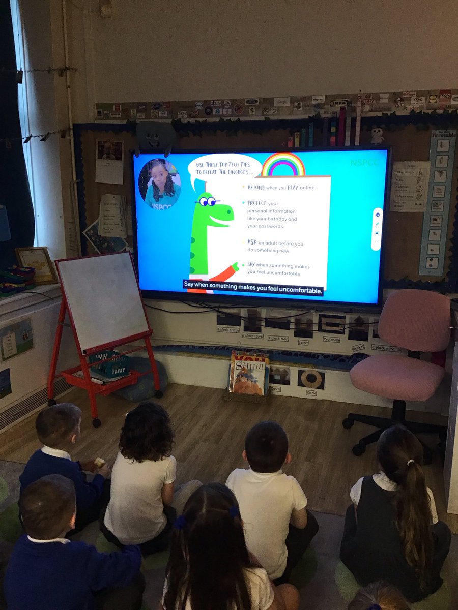 As part of Internet Safety Day, Techosaurus talked to Reception about how to keep themselves safe whilst playing online. We remembered his 4 important rules: Play kindly, protect personal information, ask for help and say if something worries us 🦖 
<a href="/StPPPrimary/">St Peter & St Paul Catholic Primary School</a>