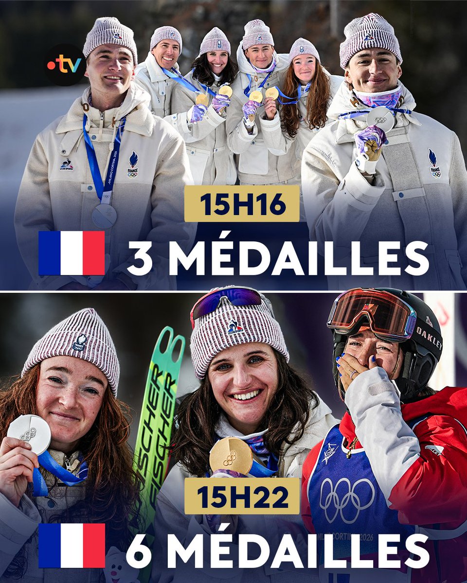francetvsport's tweet photo. ❄️ #MilanoCortina2026 | 🇫🇷⌚️ 6 minutes HISTORIQUES pour l'équipe de France aux Jeux Olympiques de Milan Cortina ! https://t.co/3vijXHvCI3