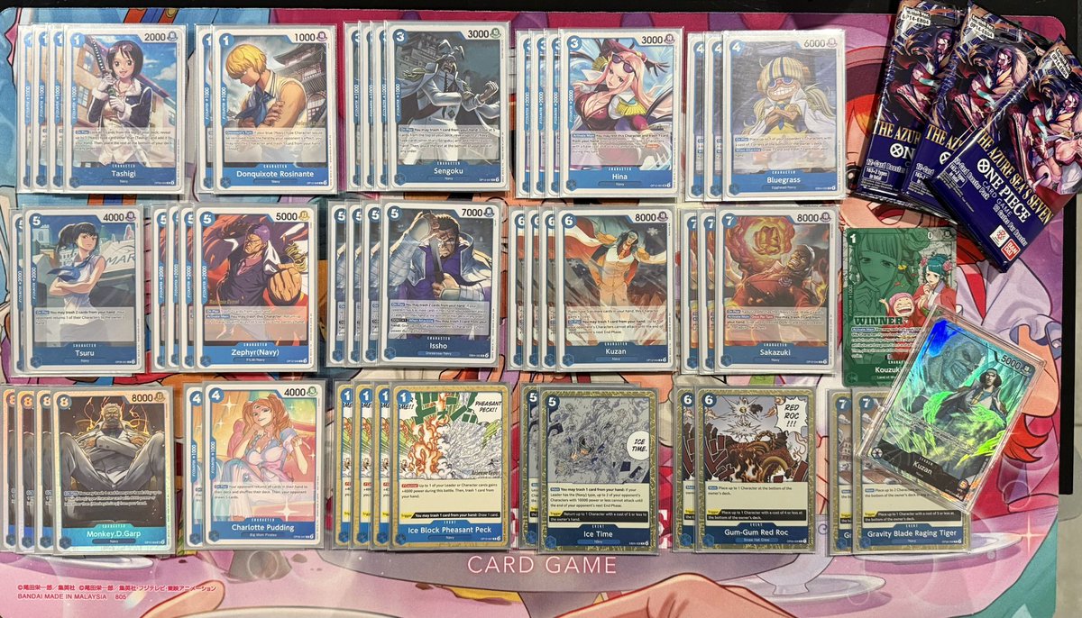 Been testing a lot of decks for fun while waiting for eb03 and all i can say is, THIS DECK IS UNDERRATED AND STRONG! Just try to dodge IMU🥲 

Deck:❄️Kuzan 3-1(5th/51)
UYBoa ✅❌2 
PYPudding ✅🎲1
RBSabo ✅❌1 
IMU ❌🎲2 <a href="/kayC_OPTCG/">kayC</a> (No 1c rosi)

Feel free to ask any questions✨