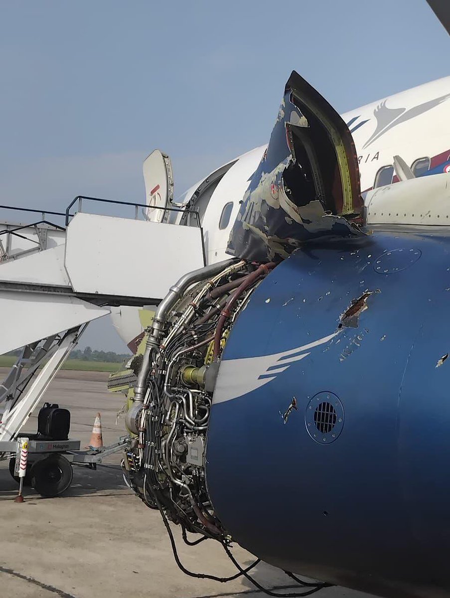Arik Air after an emergency landing at Benin Airport due to engine failure
