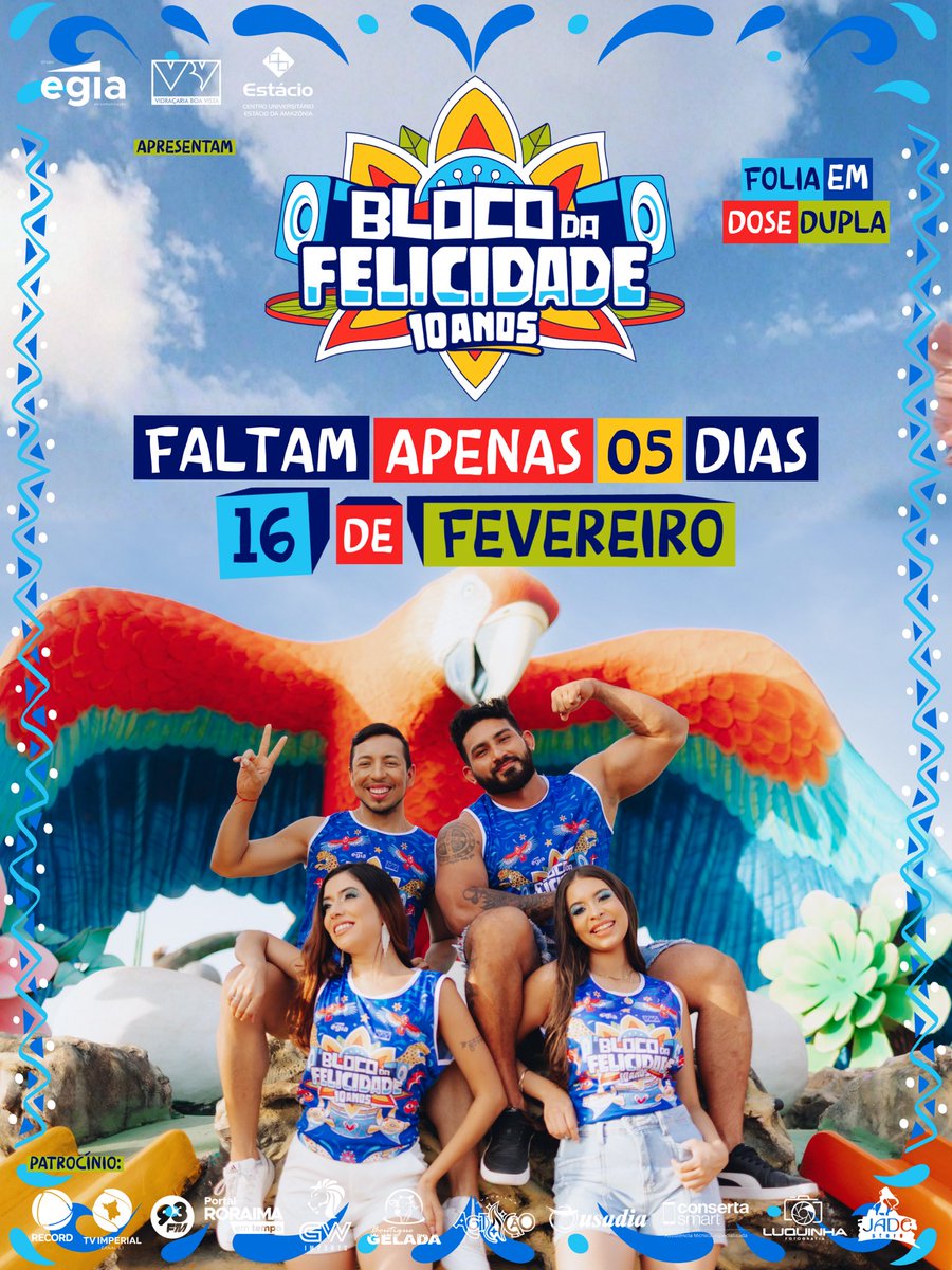 BlocoFelicidade's tweet photo. Já dá pra ouvir o som do trio… 🥁🔥
Faltam 5 dias pra viver os 10 anos do Bloco da Felicidade do jeito que só quem é BDF entende. ✨💙 https://t.co/plGjbDFv9T