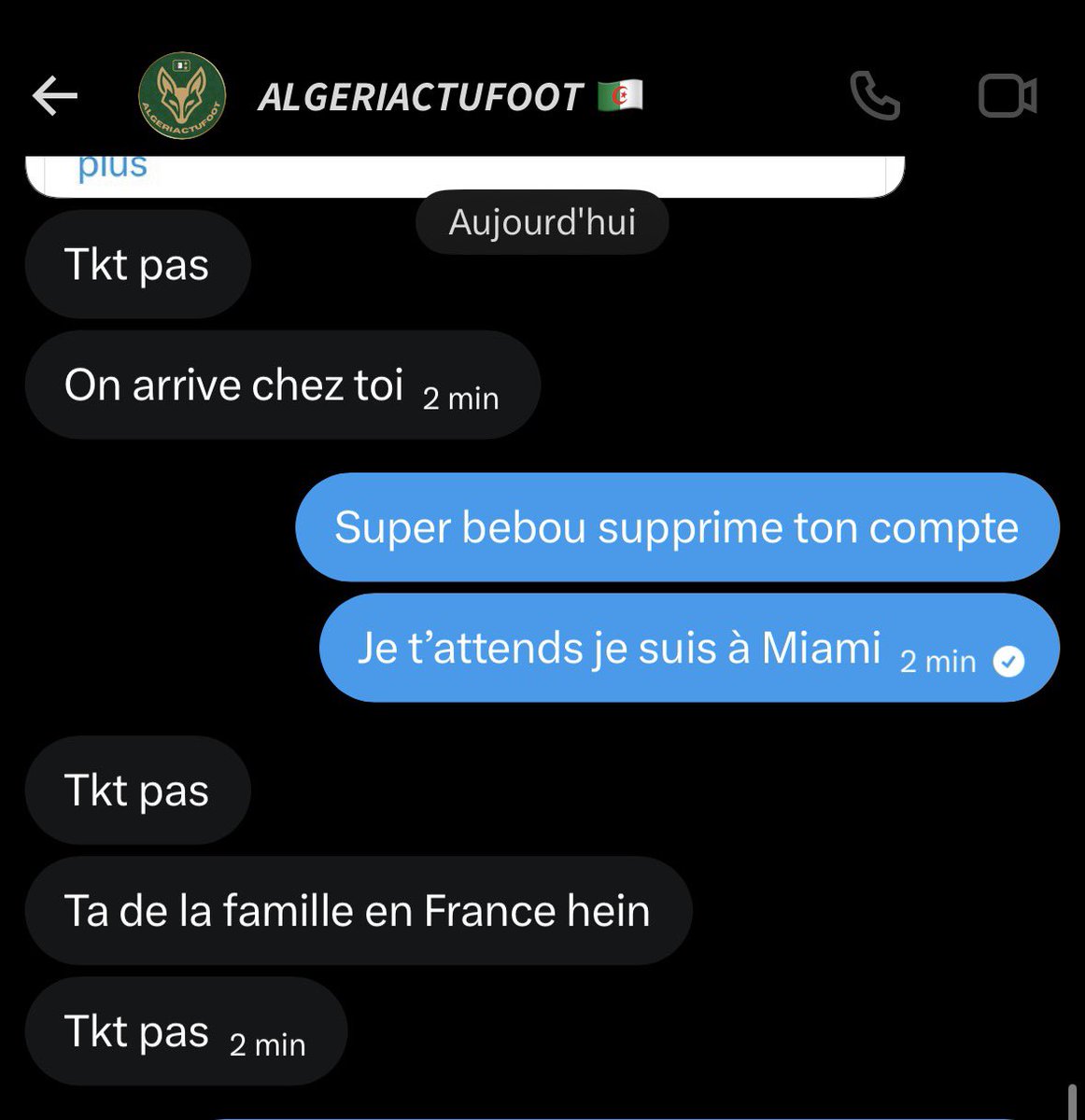 Signalez ce compte des grands malades par ce qu’on les ratio sur Twitter. 

<a href="/algeriactufoot/">𝘼𝙇𝙂𝙀𝙍𝙄𝘼𝘾𝙏𝙐𝙁𝙊𝙊𝙏 🇩🇿</a>