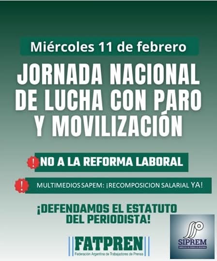 * 𝙉𝙤 𝙖 𝙡𝙖 𝙧𝙚𝙛𝙤𝙧𝙢𝙖 𝙡𝙖𝙗𝙤𝙧𝙖𝙡
* 𝑫𝙚𝒇𝙚𝒏𝙙𝒂𝙢𝒐𝙨 𝙚𝒍 𝑬𝙨𝒕𝙖𝒕𝙪𝒕𝙤 𝙙𝒆𝙡 𝙋𝒆𝙧𝒊𝙤𝒅𝙞𝒔𝙩𝒂
* 𝐋𝐓 𝟖𝟓 𝐓𝐕 𝐂𝐚𝐧𝐚𝐥 𝟏𝟐, 𝐋𝐓 𝟏𝟕 𝐑𝐚𝐝𝐢𝐨 𝐏𝐫𝐨𝐯. 𝐲 𝐋𝐭 𝟒𝟔 𝐁𝐝𝐨 𝐝𝐞 𝐈𝐫𝐢𝐠𝐨𝐲𝐞𝐧 𝐑𝐞𝐜𝐨𝐦𝐩𝐨𝐬𝐢𝐜𝐢𝐨́𝐧 𝐬𝐚𝐥𝐚𝐫𝐢𝐚𝐥 𝐘𝐀!!!