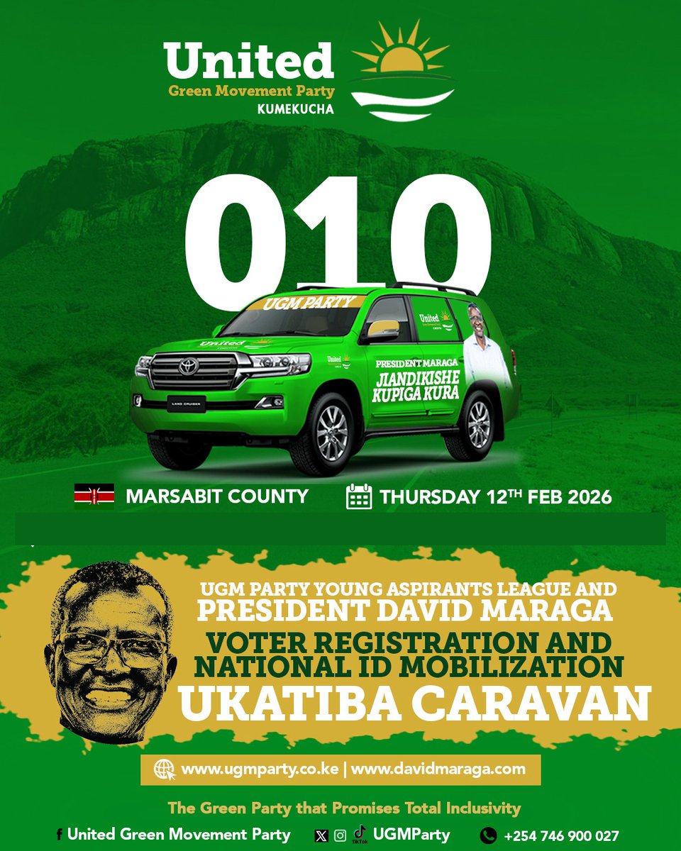 Tomorrow,  the #UkatibaCaravan comes to Marsabit County, the  cradle of mankind!

<a href="/dkmaraga/">David Maraga</a> <a href="/NetoAgostinhoMP/">Neto Agostinho-JaSudan</a> <a href="/Bin_ely/">Mohamed Bin Ali</a> <a href="/hon_aden/">Aden Yussuf</a> 

#UGMParty #Kumekucha
