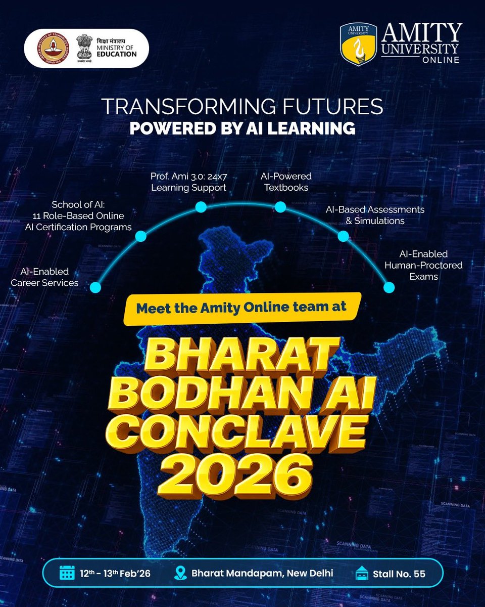 amity_online's tweet photo. Amity University Online is redefining learning experiences with cutting-edge AI innovation, featuring AI-powered textbooks, intelligent assessments and simulations, AI-enabled human-proctored exams, 24x7 AI academic support through Prof. Ami 3.0…
@Bodhan_AI
#BodhanAI https://t.co/brY4s0uvWt