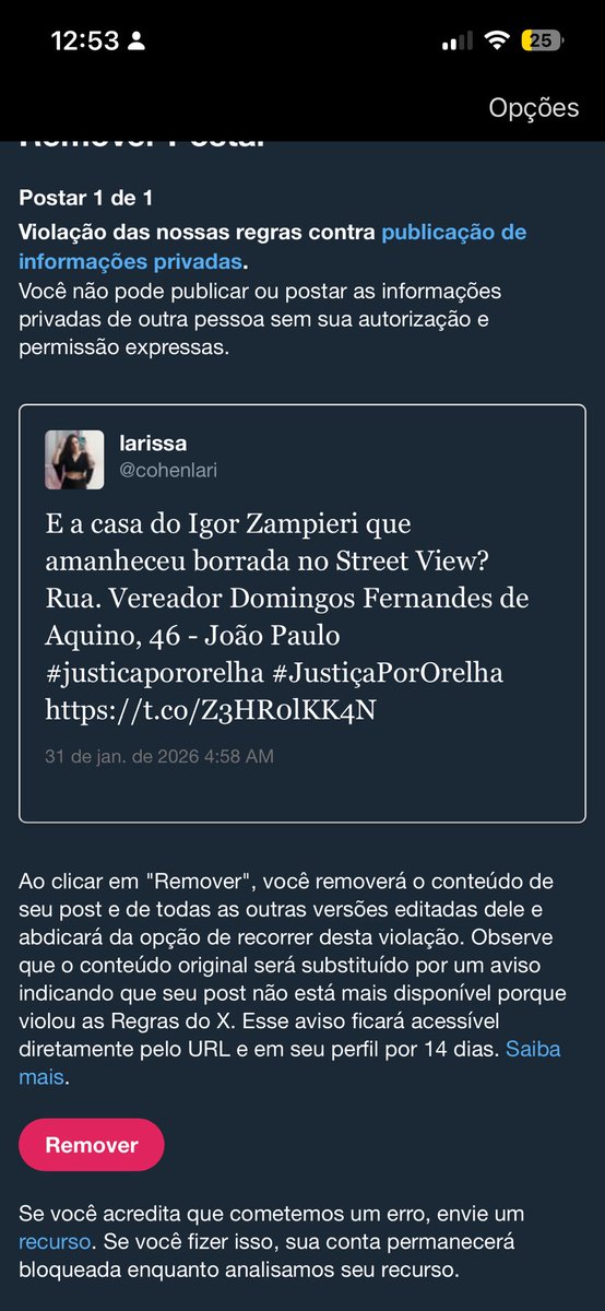 cohenlari's tweet photo. Tive a conta block porque postei onde é q casa de um dos assassinos. 

Não postem esse endereço, ok? https://t.co/isM07I5KQM
