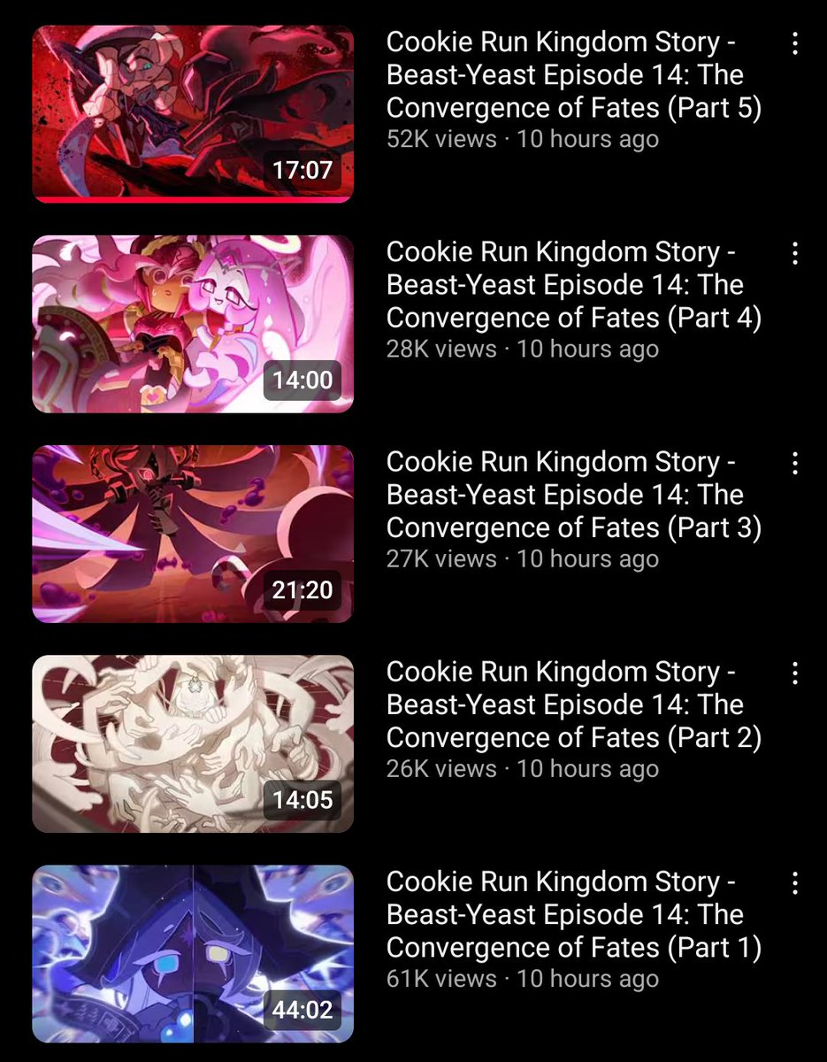kvrakus's tweet image. shadow milk got 44 minutes worth of screentime while everyone else didn't even get 20 minutes (burning spice's and venom dough's parts are so short they're combined into one video)
