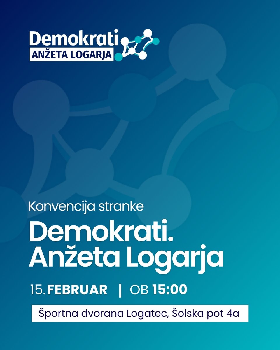 V nedeljo bomo v Logatcu predstavili naše kandidatke in kandidate za prihajajoče volitve.

🗓️ 15. februar ob 15:00
📍 Športna dvorana Logatec, Šolska pot 4a

Pridružite se nam. #ObstajaIzbira