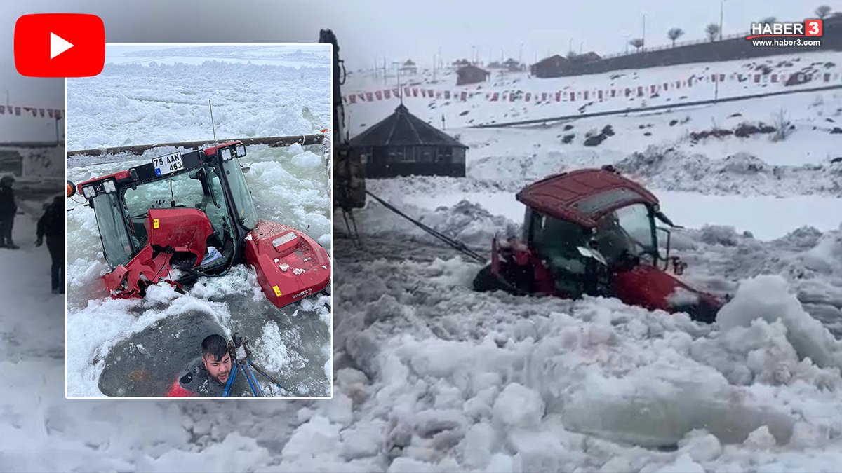haber3com's tweet image. Ardahan'da havaların ısınmasıyla buzu çözülen Çıldır Gölü'ne traktör düştü. Son anda araçtan atlayan sürücü, boğulmaktan kurtuldu. haber3.com/foto-galeri/ha… #ÇıldırGölü #Ardahan #traktör #kurtuluş #doğa