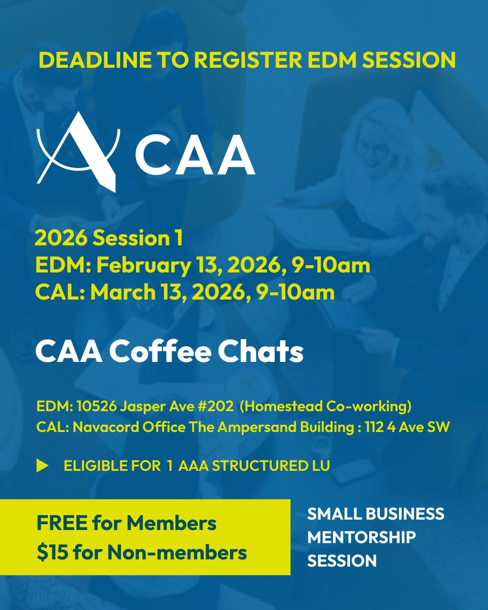 ConsultArchAB's tweet photo. Deadline to Register: CAA Coffee Chats 2026 Session 1 Edmonton Session - https://t.co/HBhgujmHSJ https://t.co/xivOODHe5J