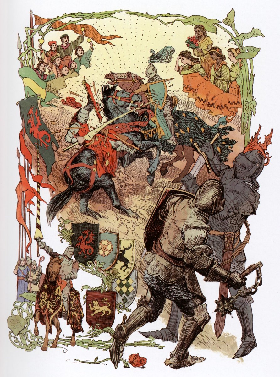 anancae's tweet photo. duncan the tall and the tourney at ashford meadow as illustrated by gary gianni for the color edition of “a knight of the seven kingdoms” https://t.co/cda1nSfIXj