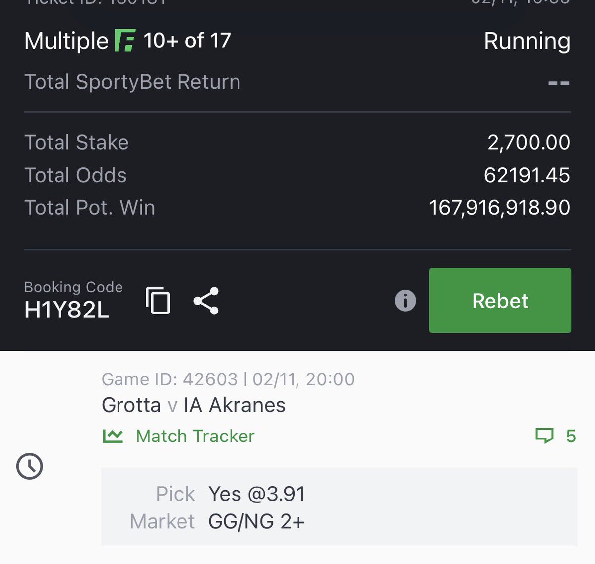 Code: H1Y82L Flex: 10+ to 5+