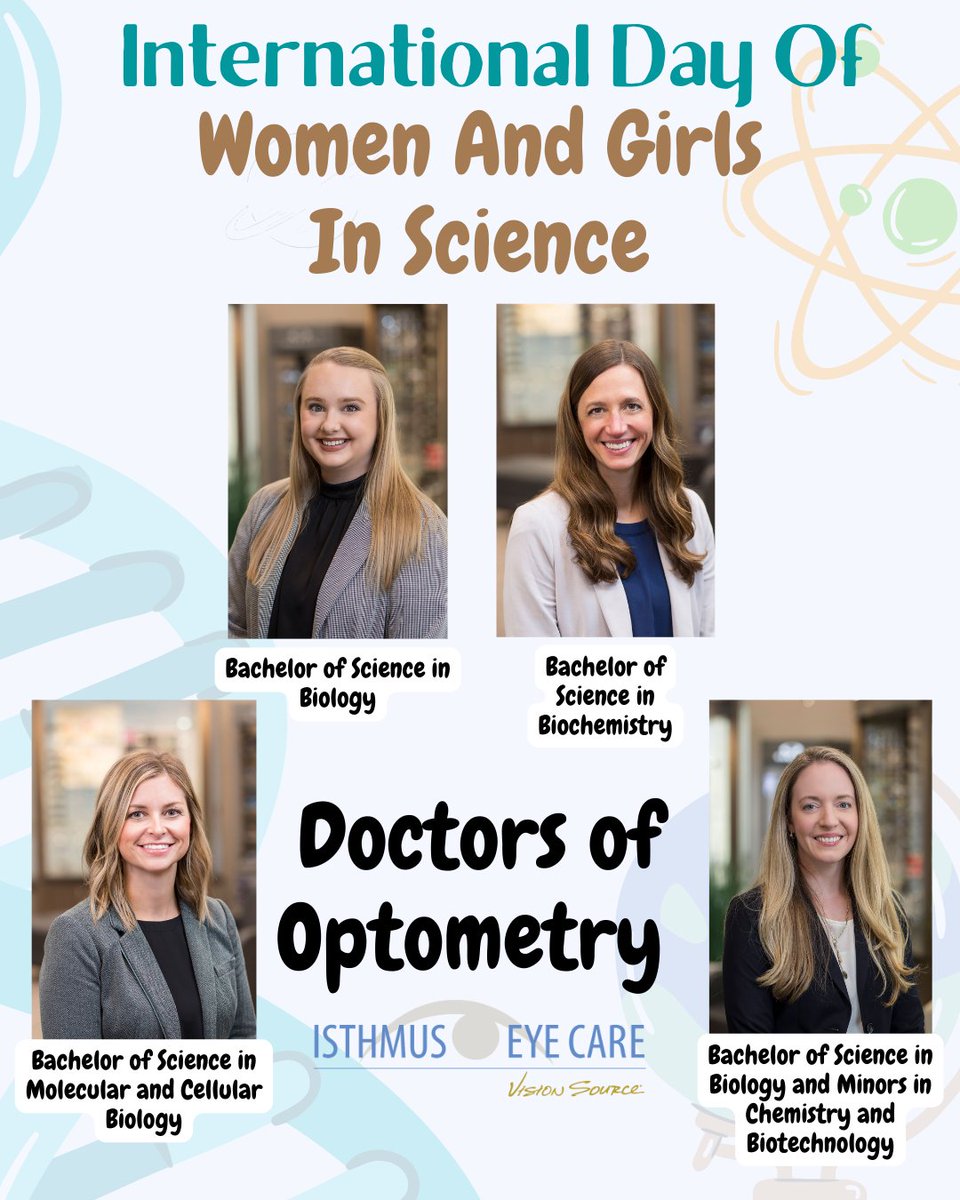 Happy International Day of Women and Girls in Science! Science isn’t just in the lab—it’s in every exam room. Today, we celebrate our four incredible optometrists who use clinical science every day to change the way our patients see the world.